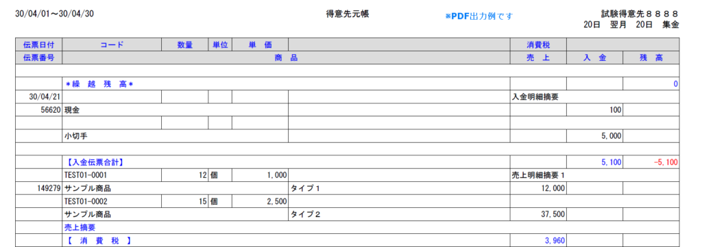 QuestPlus 帳票のPDF出力例